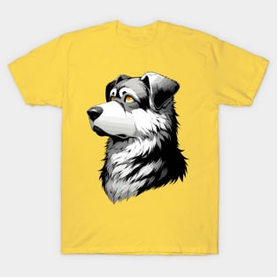 Stunning and Cool Deutscher Wachtelhund Monochrome and Gold Portrait for Father's Day T-Shirt